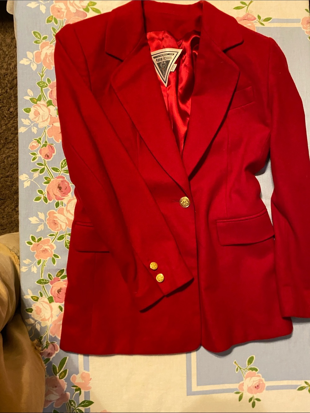 Vintage Cashmere Marvin Richards Red Blazer